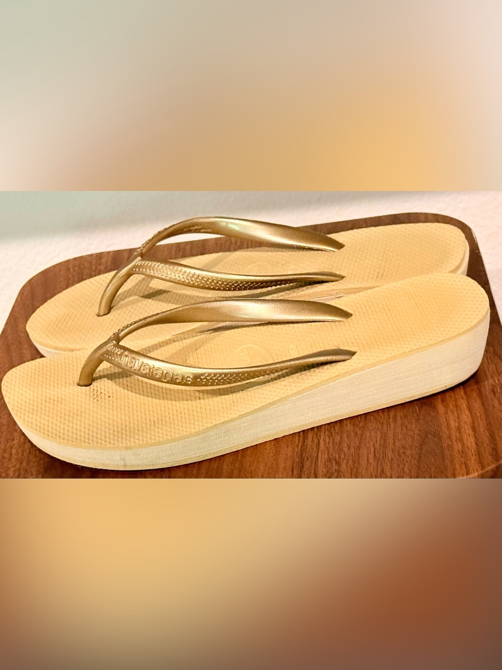 Gold Havaiana Wedge Flip Flops